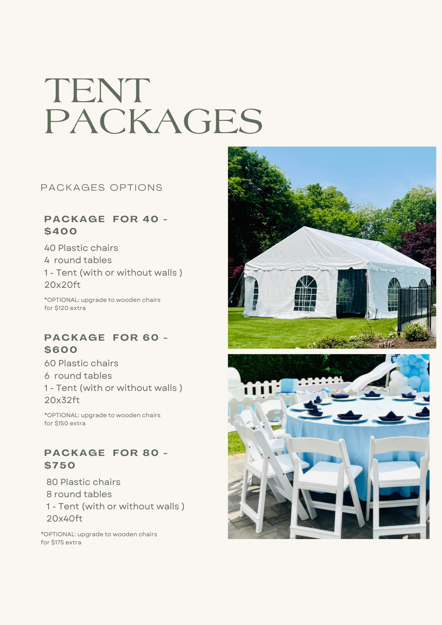 Tent packages shop